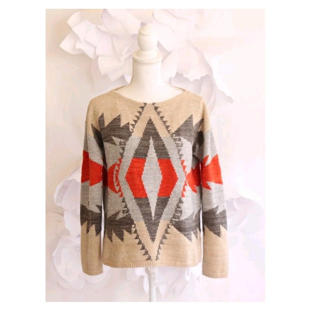 RALPH LAUREN Vintage Aztec Knit Sweater S Rare
